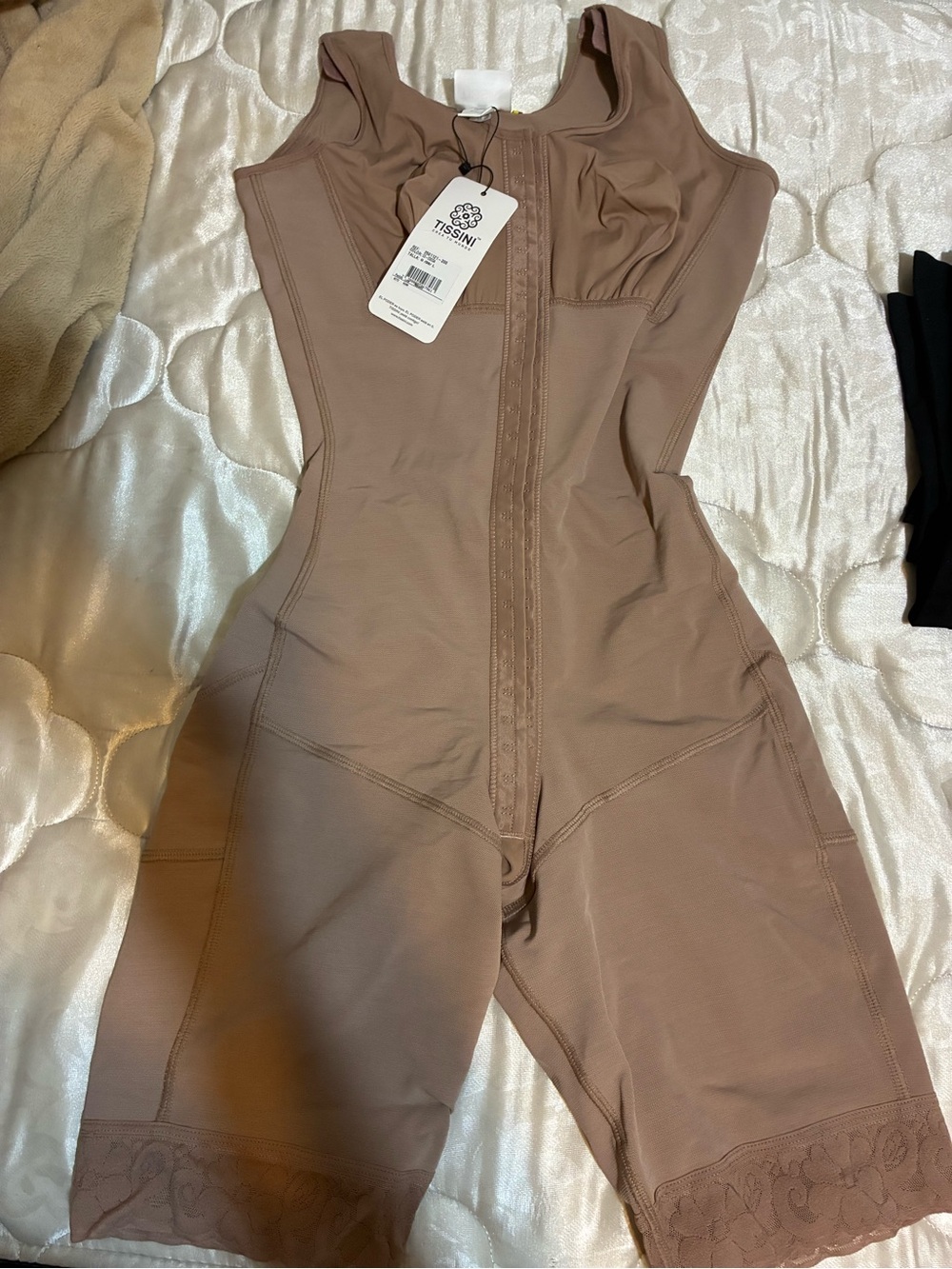 ISSI Taupe Full-Body Shaping Jumpsuit with Lace Trim